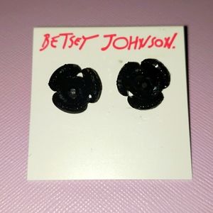 Betsy Johnson Black Rose Earrings